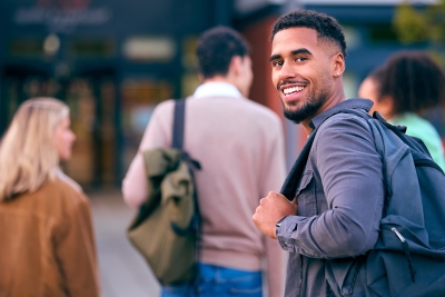 Smiling male college student