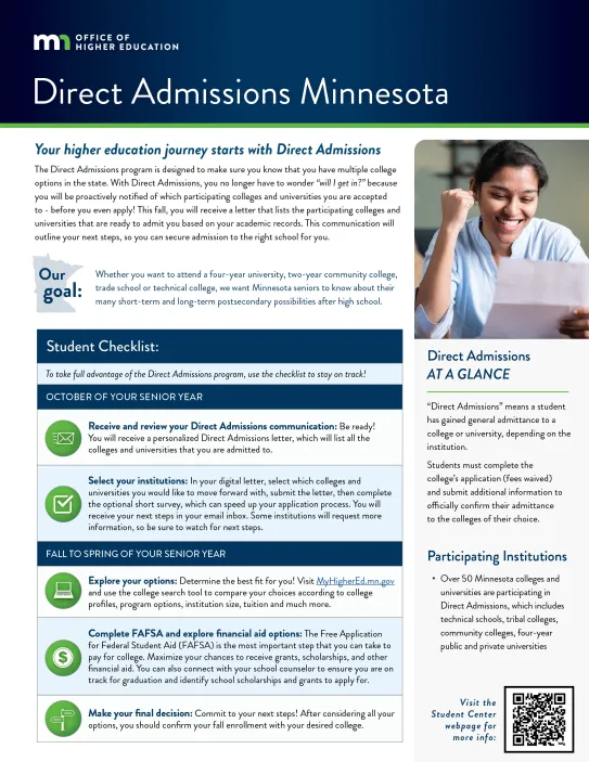 Preview image of Direct Admissions student fact sheet 2024-25