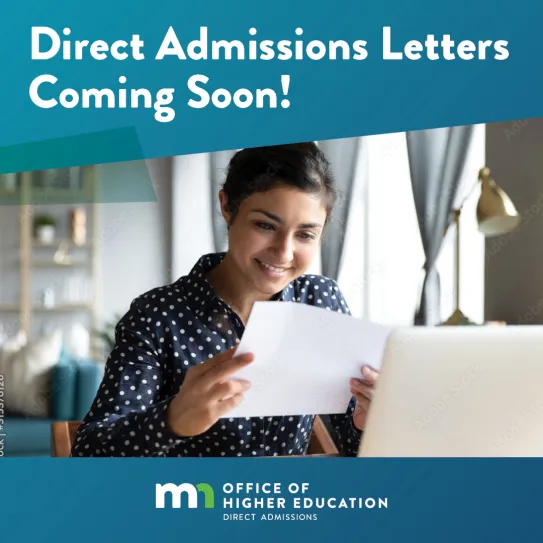Direct Admissions Letters Coming Soon! [Photo of female student smiling]